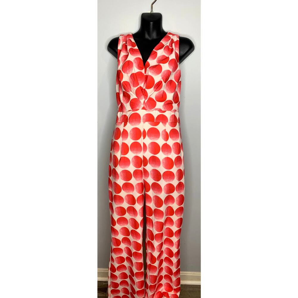 La Patean Women's 42 V-Neck, Sleeveless Orange/Red Geometric Jumper